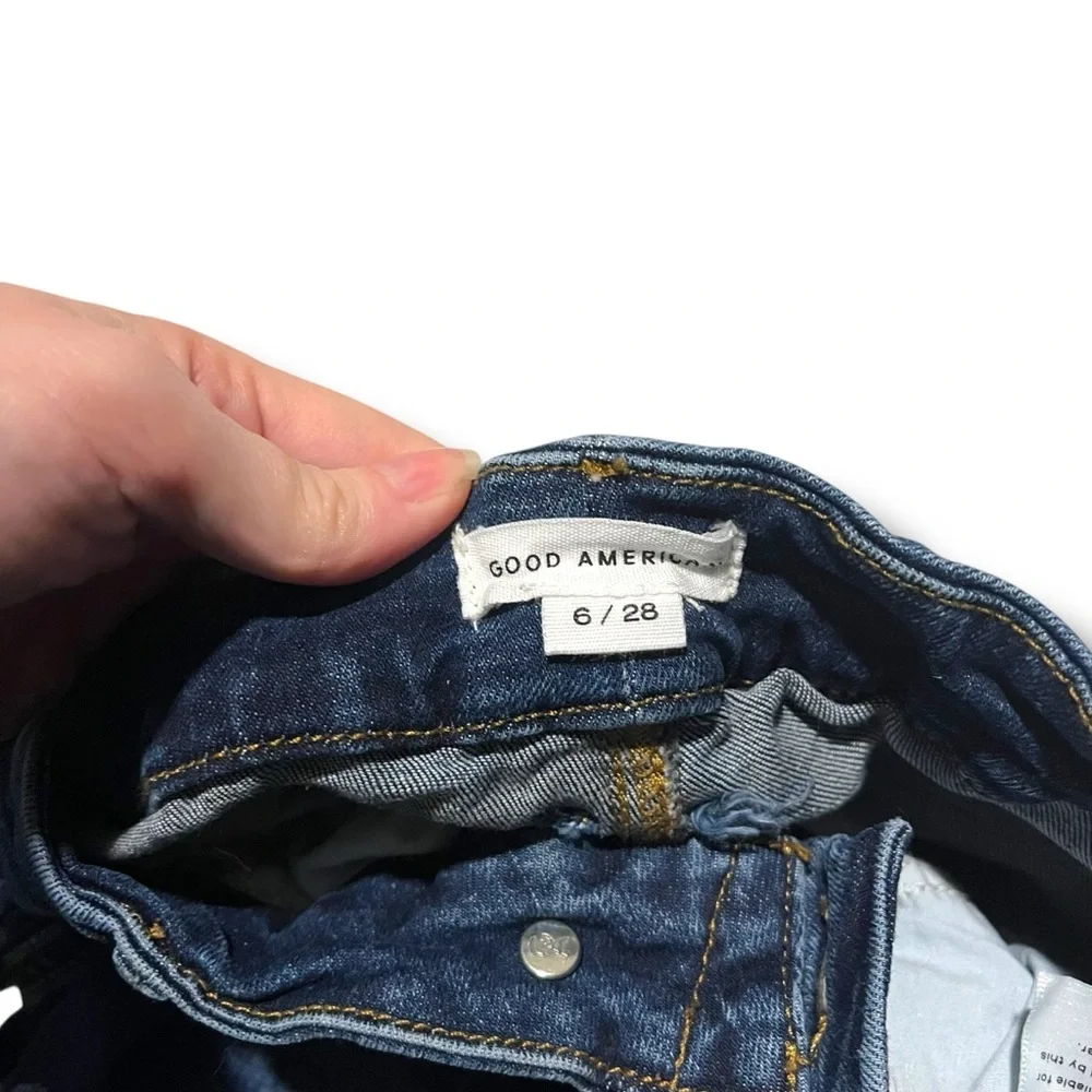 Good American Women's 6/28 Good Waist Stretch High Rise Button Fly Blue Jeans - Picture 6 of 7